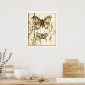 Tandem Butterflies over groene bladeren Poster (Keuken)