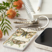 Tandem Butterflies over groene bladeren Sleutelhanger (Voorkant Rechts)