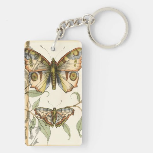 Tandem Butterflies over groene bladeren Sleutelhanger (achterkant)