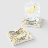 Tandem Butterflies over groene bladeren Stenen Onderzetter (Zijkant)