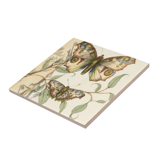 Tandem Butterflies over groene bladeren Tegeltje (Zijkant)