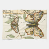 Tandem Butterflies over groene bladeren Theedoek (Horizontaal)