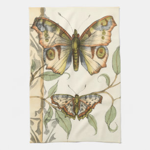 Tandem Butterflies over groene bladeren Theedoek