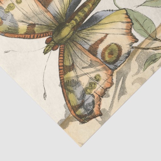 Tandem Butterflies over groene bladeren Tissuepapier (Detail)