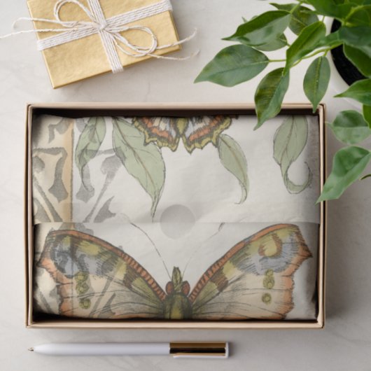Tandem Butterflies over groene bladeren Tissuepapier (Geschenk)