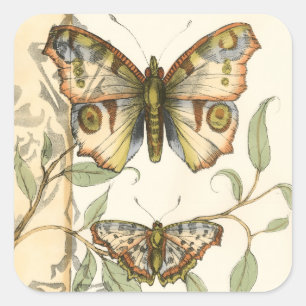 Tandem Butterflies over groene bladeren Vierkante Sticker
