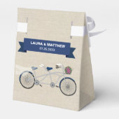 Tandem Donkerblauw Fiets Bruiloft Verloving Bedankdoosjes (Achterkant)