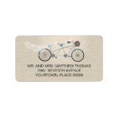 Tandem Fiets Bruiloft Retouradres Etiket (Voorkant)