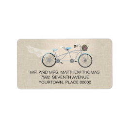 Tandem Fiets Bruiloft Retouradres Etiket
