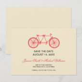 Tandem Fiets Bruiloft Save The Date Roze Ecru (Voorkant / Achterkant)