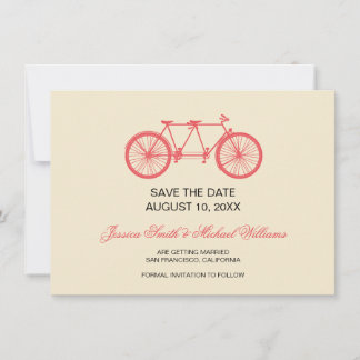 Tandem Fiets Bruiloft Save The Date Roze Ecru