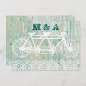 Tandem fiets, BRUILOFT uitnodiging (Voorkant / Achterkant)