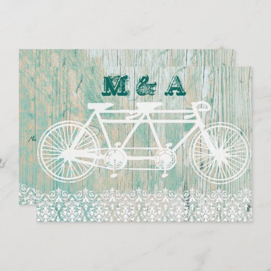 Tandem fiets, BRUILOFT uitnodiging (Voorkant / Achterkant)