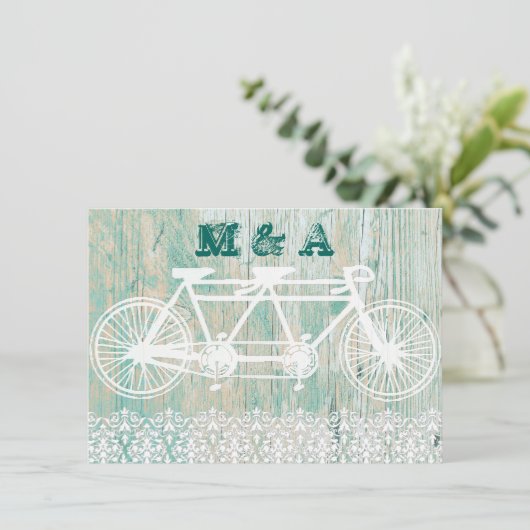 Tandem fiets, BRUILOFT uitnodiging (Staand voorkant)