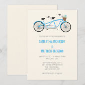 Tandem fiets bruiloft uitnodiging - Blauw (Voorkant / Achterkant)
