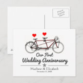  Tandem Fiets Custom Wedding Jubileum Briefkaart (Voorkant / Achterkant)
