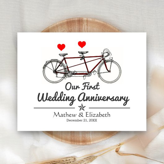  Tandem Fiets Custom Wedding Jubileum Briefkaart