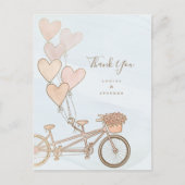 Tandem-fiets en hartballonnen in de faux-folie briefkaart (Voorkant)