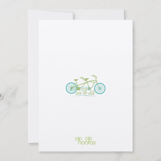 Tandem Fiets / Fiets Moderne bruiloft Bewaar de da Save The Date (Achterkant)