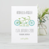 Tandem Fiets / Fiets Moderne bruiloft Bewaar de da Save The Date (Staand voorkant)