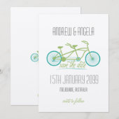 Tandem Fiets / Fiets Moderne bruiloft Bewaar de da Save The Date (Voorkant / Achterkant)