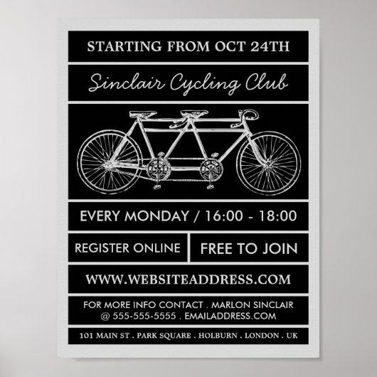 Tandem Fiets, Fietsclub Adverteren Poster (Voorkant)