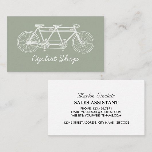 Tandem Fiets, Fietsen, Fietser Visitekaartje (Voorkant / Achterkant)