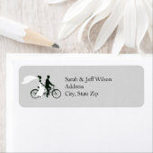 Tandem Fiets Grijs Bruiloft Retouradres Labels (Insitu)