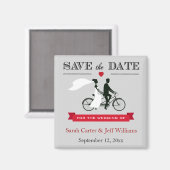 Tandem Fiets Grijs en Rood Save the Date Magneten (Voorkant / Achterkant)