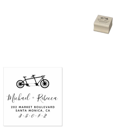 Tandem Fiets Handgeschreven Namen Retouradres Rubberstempel (Gestempeld)