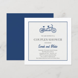 Tandem fiets koppel bruiloft douche uitnodiging