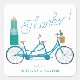 Tandem-fiets met aquarel Afbeelding Vierkante Sticker