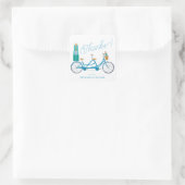 Tandem-fiets met aquarel Afbeelding Vierkante Sticker (Tas)
