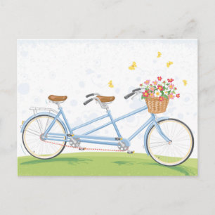 Tandem Fiets met Bloemenmand Briefkaart