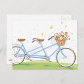  Tandem Fiets met Bloemenmand Briefkaart (Voorkant / Achterkant)