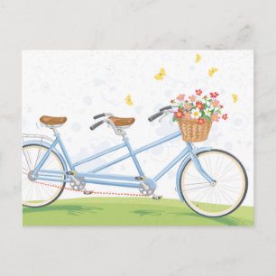 Tandem Fiets met Bloemenmand Briefkaart