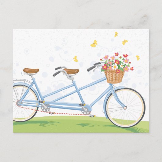  Tandem Fiets met Bloemenmand Briefkaart (Voorkant)