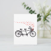 tandem fiets met rood hart briefkaart (Staand voorkant)