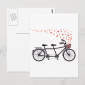 tandem fiets met rood hart briefkaart (Voorkant / Achterkant)