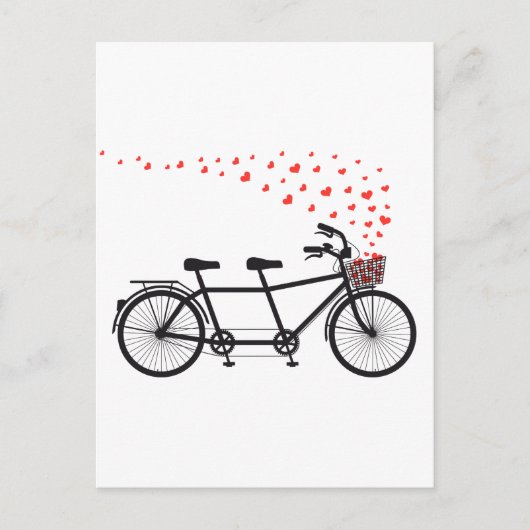 tandem fiets met rood hart briefkaart (Voorkant)