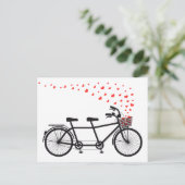 tandem fiets met rood hart briefkaart (Staand voorkant)