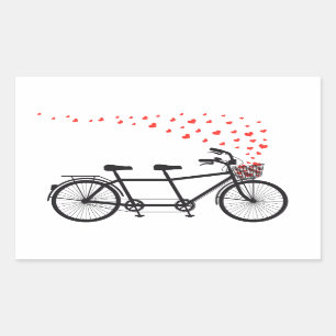 tandem fiets met rood hart rechthoekige sticker