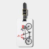 tandem fiets met schattige liefdesvogels bagagelabel (Voorkant verticaal)