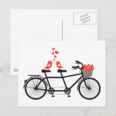 tandem fiets met schattige liefdesvogels briefkaart (Voorkant / Achterkant)