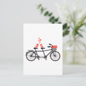 tandem fiets met schattige liefdesvogels briefkaart (Staand voorkant)