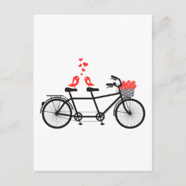 tandem fiets met schattige liefdesvogels briefkaart