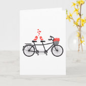 tandem fiets met schattige liefdesvogels kaart (Gele Bloem)