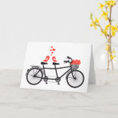 tandem fiets met schattige liefdesvogels kaart (Gele Bloem)