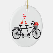 tandem fiets met schattige liefdesvogels keramisch ornament (Rechts)