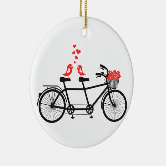 tandem fiets met schattige liefdesvogels keramisch ornament (Rechts)